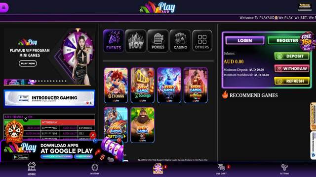 PlayAUD casino screenshot